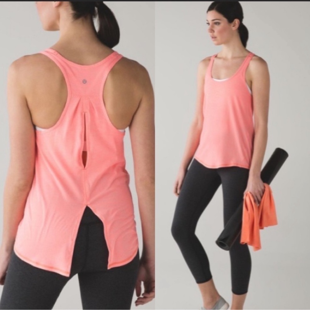 Lululemon Salute the Sun Tank Heathered Very Light Flare Sz 2